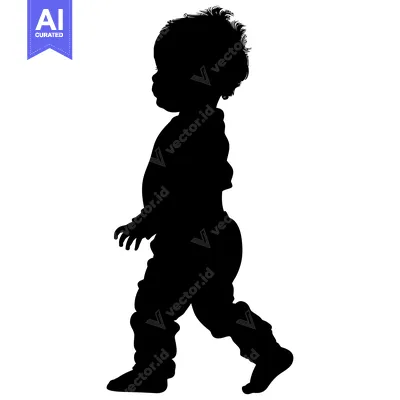 Aset premium populer: Silhouette of a Baby Taking Its First Steps