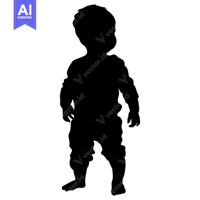 Popular premium asset: Silhouette of a Young Child Standing with Hands at Sides