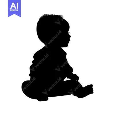 Aset premium populer: Silhouette of a Baby Sitting and Looking to the Right