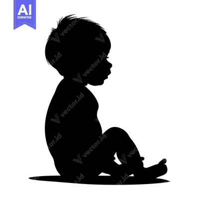 Premium design asset: Silhouette of a Baby Sitting with Legs Crossed