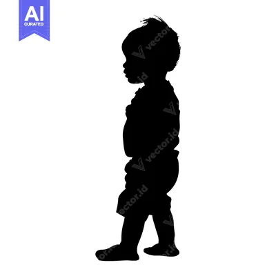Popular premium asset: Silhouette of a Child Walking with Spiky Hair