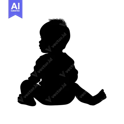 Aset premium populer: Silhouette of a Baby Sitting with Legs Outstretched