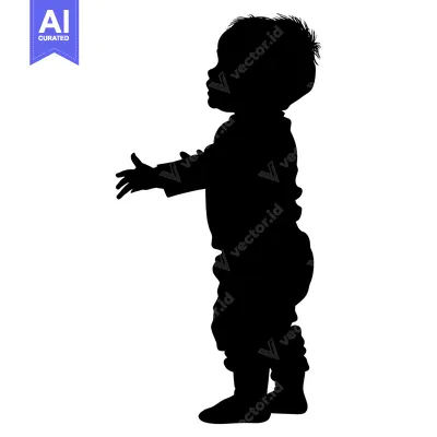 Aset premium populer: Silhouette of a Toddler Reaching Out with an Open Hand