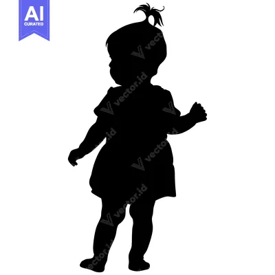 Aset premium populer: Silhouette of a Toddler Girl with a Ponytail