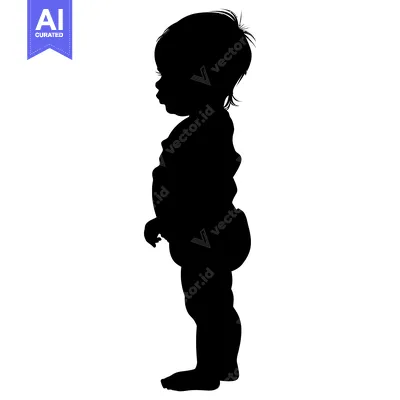 Aset premium populer: Silhouette of a Toddler Standing in Profile