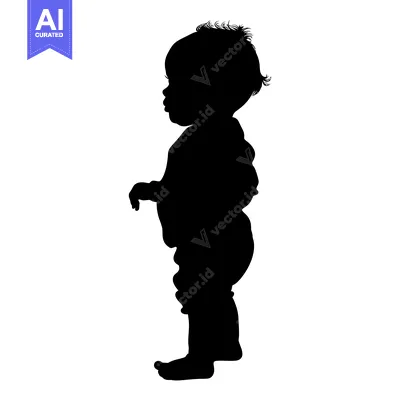 Popular premium asset: Silhouette of a Baby Standing and Looking to the Side