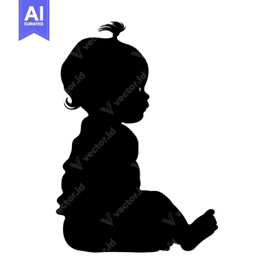 Aset premium populer: Silhouette of a Baby Sitting with One Foot Raised