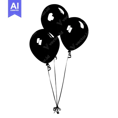 Popular premium asset: Three black balloons with strings and a ribbon
