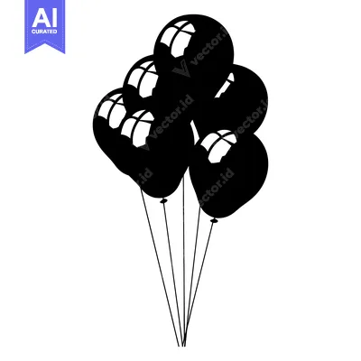 Aset premium populer: Black and white silhouette of a cluster of balloons