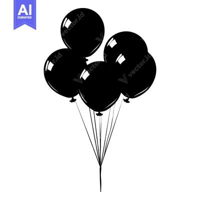 Aset premium populer: Black and White Silhouette of Five Balloons Tied Together