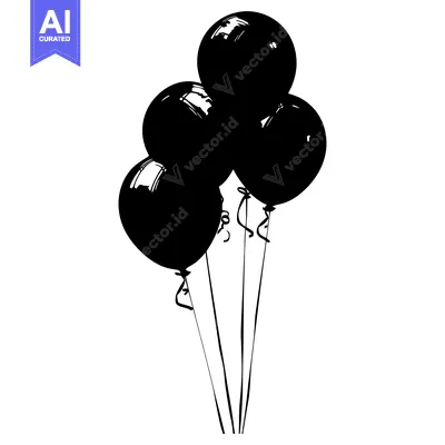 Aset premium populer: Black and White Silhouette of Four Balloons Tied Together