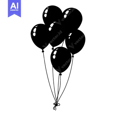 Popular premium asset: Black and White Silhouette of Five Balloons Tied Together