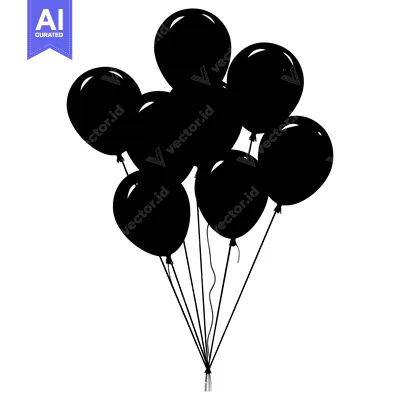 Aset premium populer: Black and White Silhouette of a Bunch of Balloons