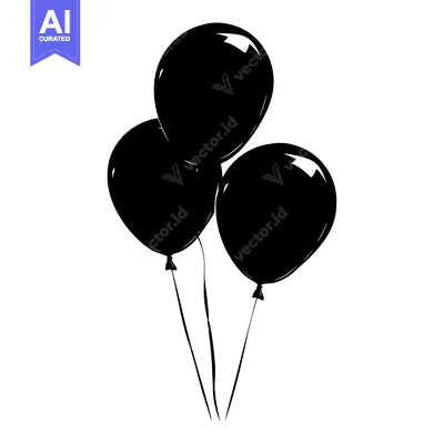 Aset premium populer: Three Black Balloons Tied Together with Strings