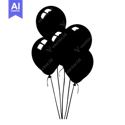 Aset premium populer: A Group of Four Black Balloons Tied Together