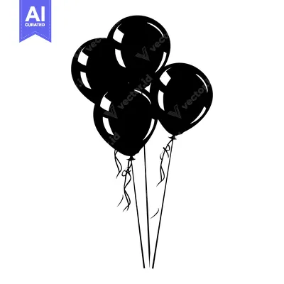 Aset premium populer: Silhouette of Four Black Balloons Tied Together