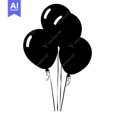 Aset desain premium: Silhouette of Four Balloons Tied Together