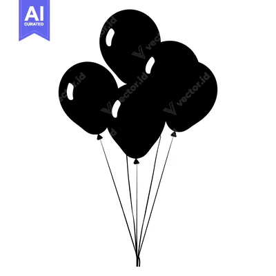 Silhouette of Four Balloons Tied Together