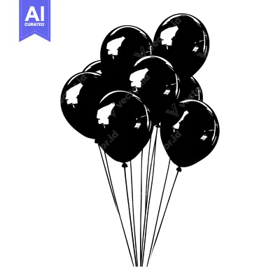 Popular premium asset: A cluster of black balloons tied together with strings