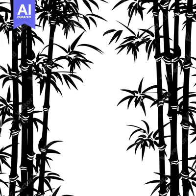 Aset premium populer: Black and White Illustration of a Bamboo Forest