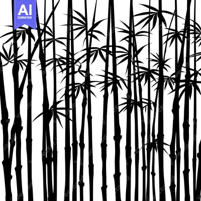 Aset premium populer: Black and White Silhouette of a Bamboo Forest