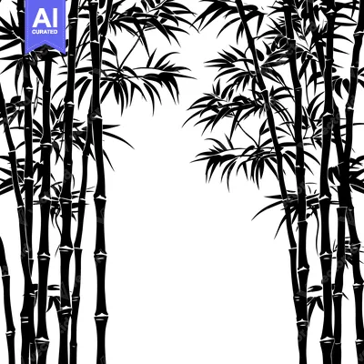 Premium design asset: A Black and White Silhouette of a Bamboo Forest