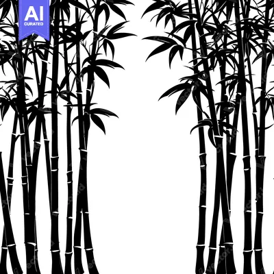 Premium design asset: Black and White Silhouette of a Bamboo Forest