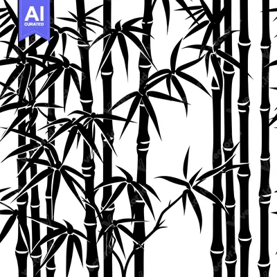 Aset premium populer: Black and White Silhouette of Bamboo Plants