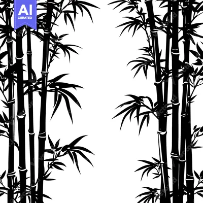 Black and White Silhouette of Bamboo Plants