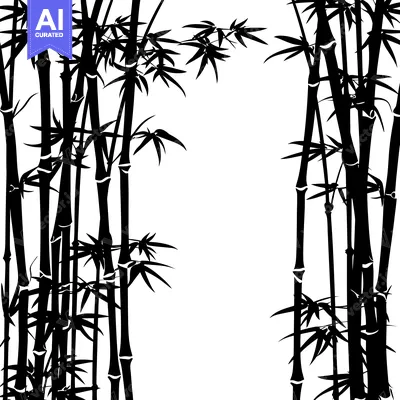 Premium design asset: Black and White Silhouette of Bamboo Forest