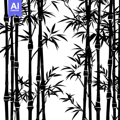 Aset premium populer: Black and White Silhouette of Bamboo Plants