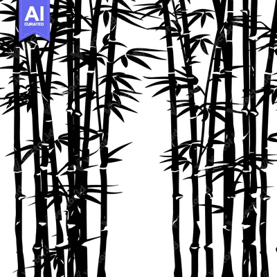 Aset desain premium: Black and White Silhouettes of Bamboo Forest