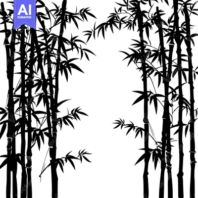 Aset premium populer: Black and White Silhouette of Bamboo Plants