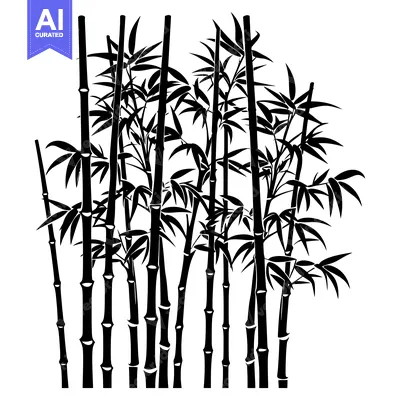 Aset premium populer: Black and white silhouette of a bamboo forest