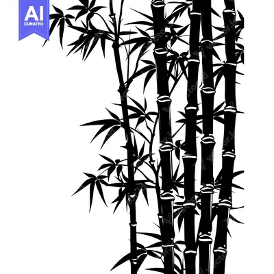 Aset premium populer: Black and White Silhouette of Bamboo Plants