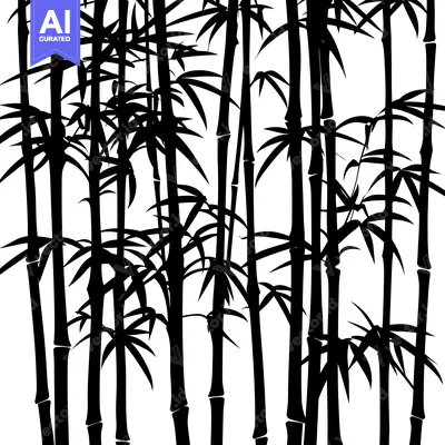 Popular premium asset: Black and White Silhouette of Bamboo Forest