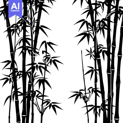 Aset premium populer: Black and White Silhouette of a Bamboo Forest