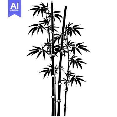 Black and White Silhouette of Bamboo Plants