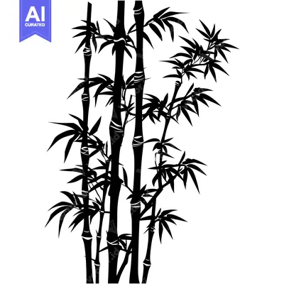 Aset desain premium: Black and White Silhouette of Bamboo Plants