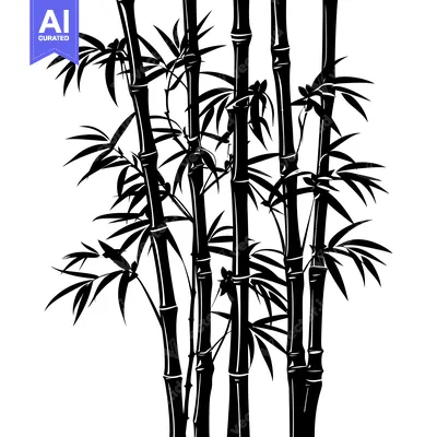 Black and White Silhouette of a Bamboo Forest