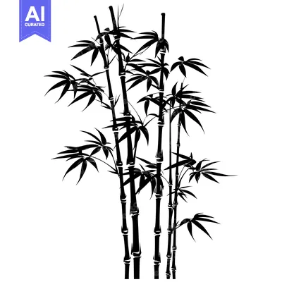 Black and White Silhouette of a Bamboo Grove