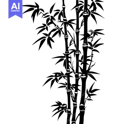 Popular premium asset: Black and White Silhouette of a Bamboo Plant