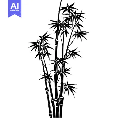 Black and White Silhouetted Bamboo Plant
