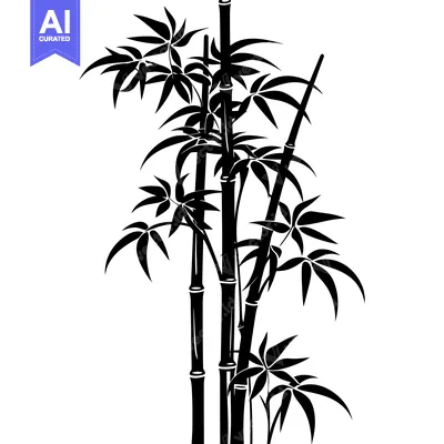 Aset premium populer: Black and White Silhouette of Bamboo Plants