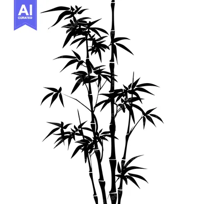 Black Silhouette of a Cluster of Bamboo Plants
