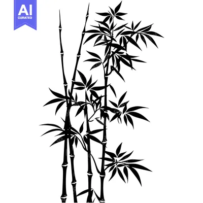 Aset desain premium: Black and White Silhouette of Bamboo Shoots