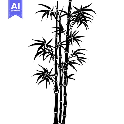 Black and White Silhouette of a Bamboo Forest