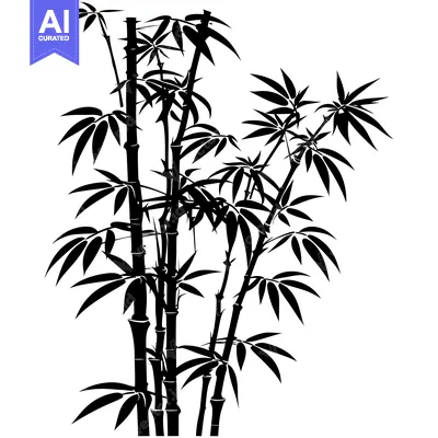Popular premium asset: Black and White Silhouette of Bamboo Plants