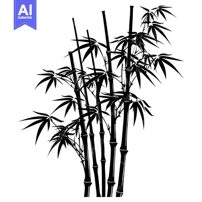 Black and white silhouette of a bamboo grove