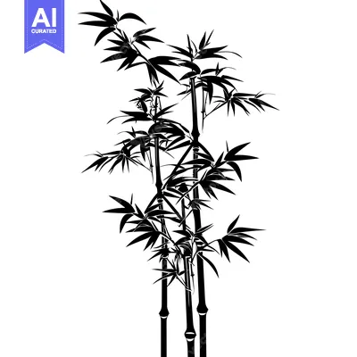 Black and White Silhouette of Bamboo Shoots